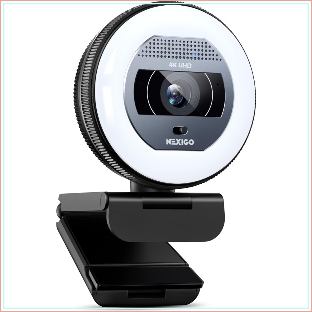 Webcam Ring Light - 4K Webcam with Ring Light, PDAF