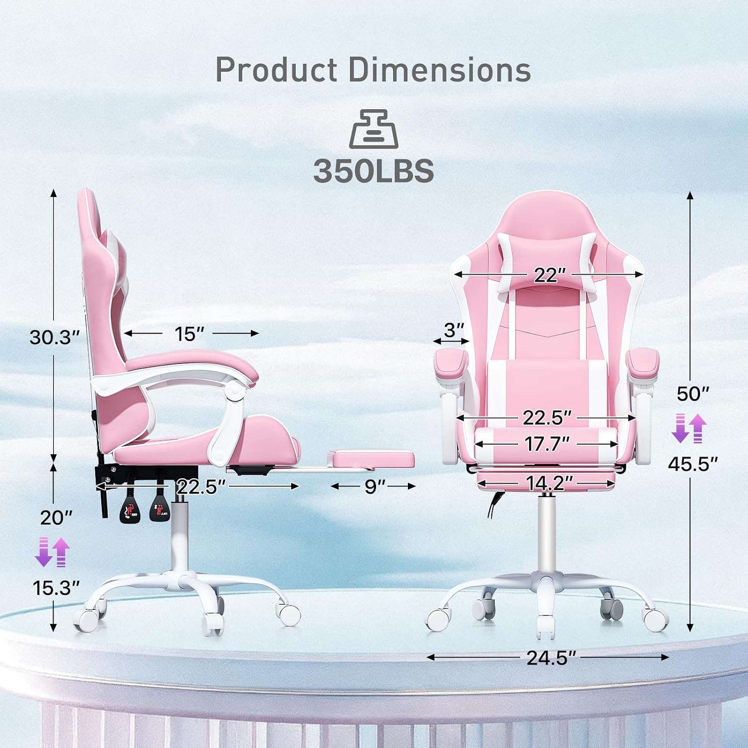 Pink Gaming Chair with Headres - Gaming & Esports District ulasan dan harga