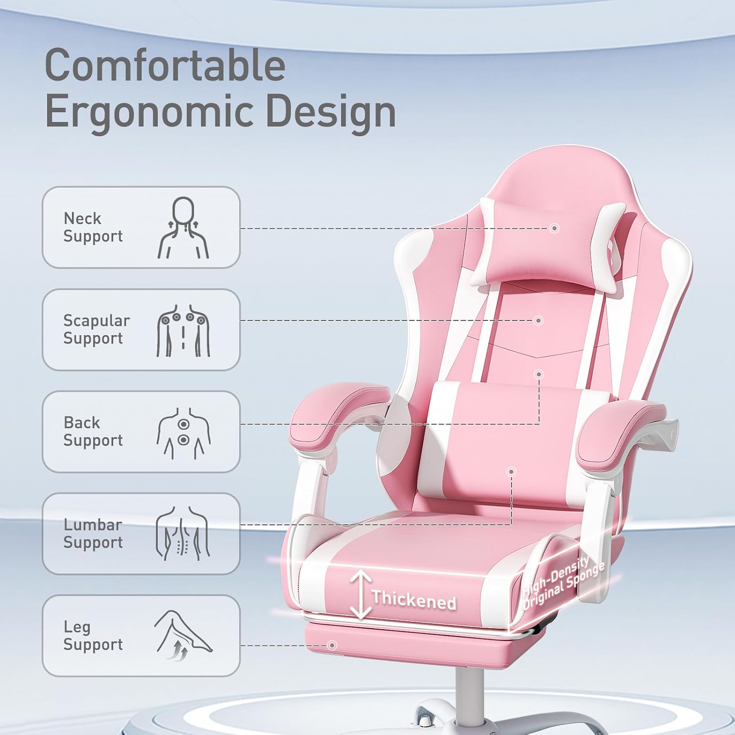Pink Gaming Chair with Headres - Gaming & Esports District ulasan dan harga