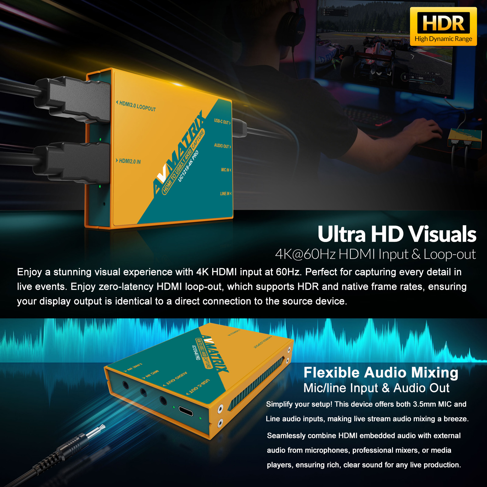 AVMATRIX 4K USB3.0 Video Captu - Video Gaming & Esports Usd Acc ulasan dan harga