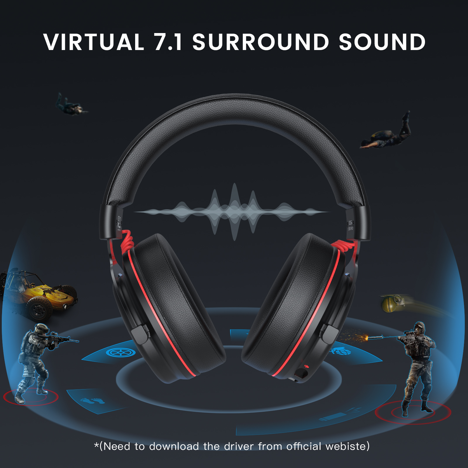EKSA PC Gaming Headphones Over - Gaming Headset 7.1 ulasan dan harga