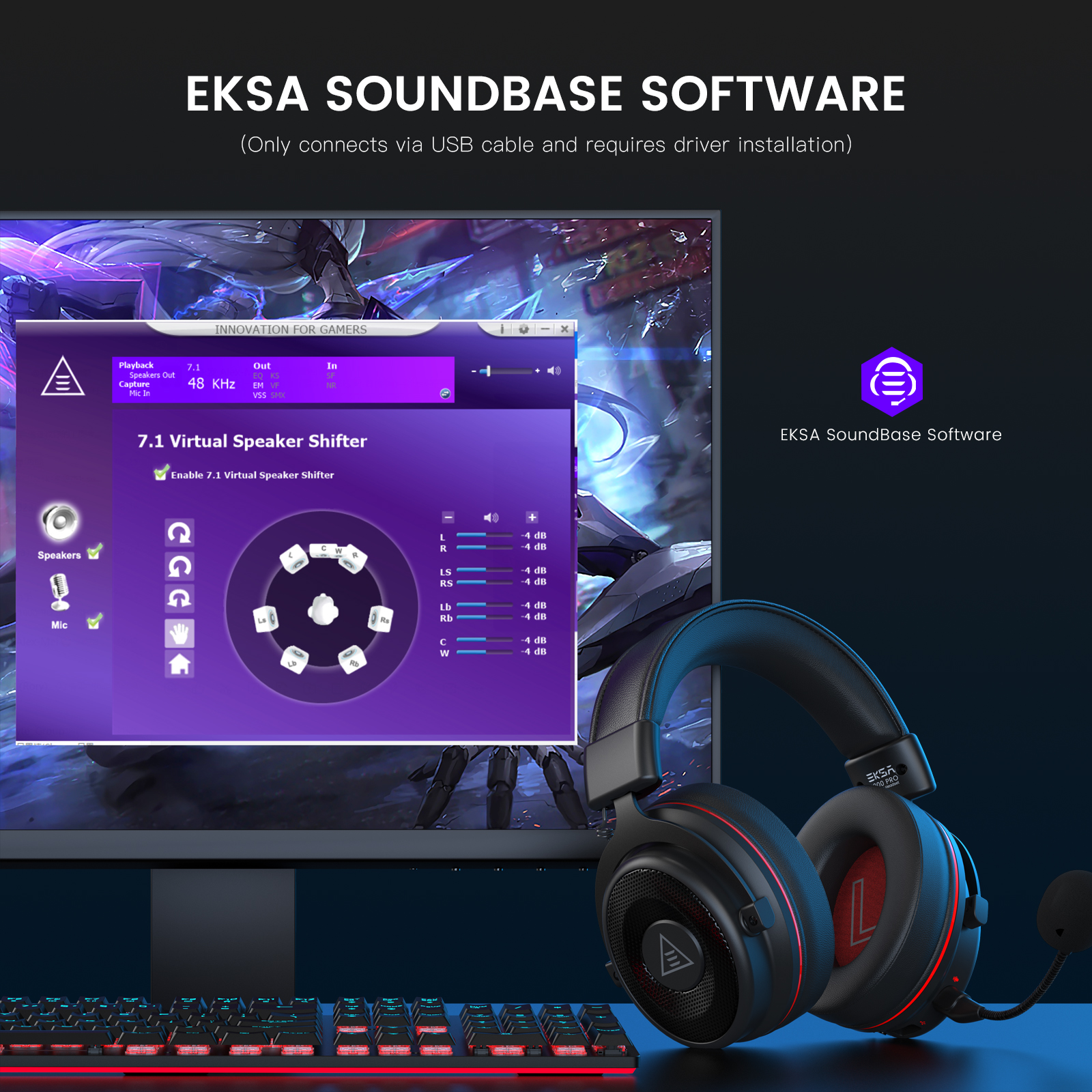 EKSA PC Gaming Headphones Over - Gaming Headset 7.1 ulasan dan harga