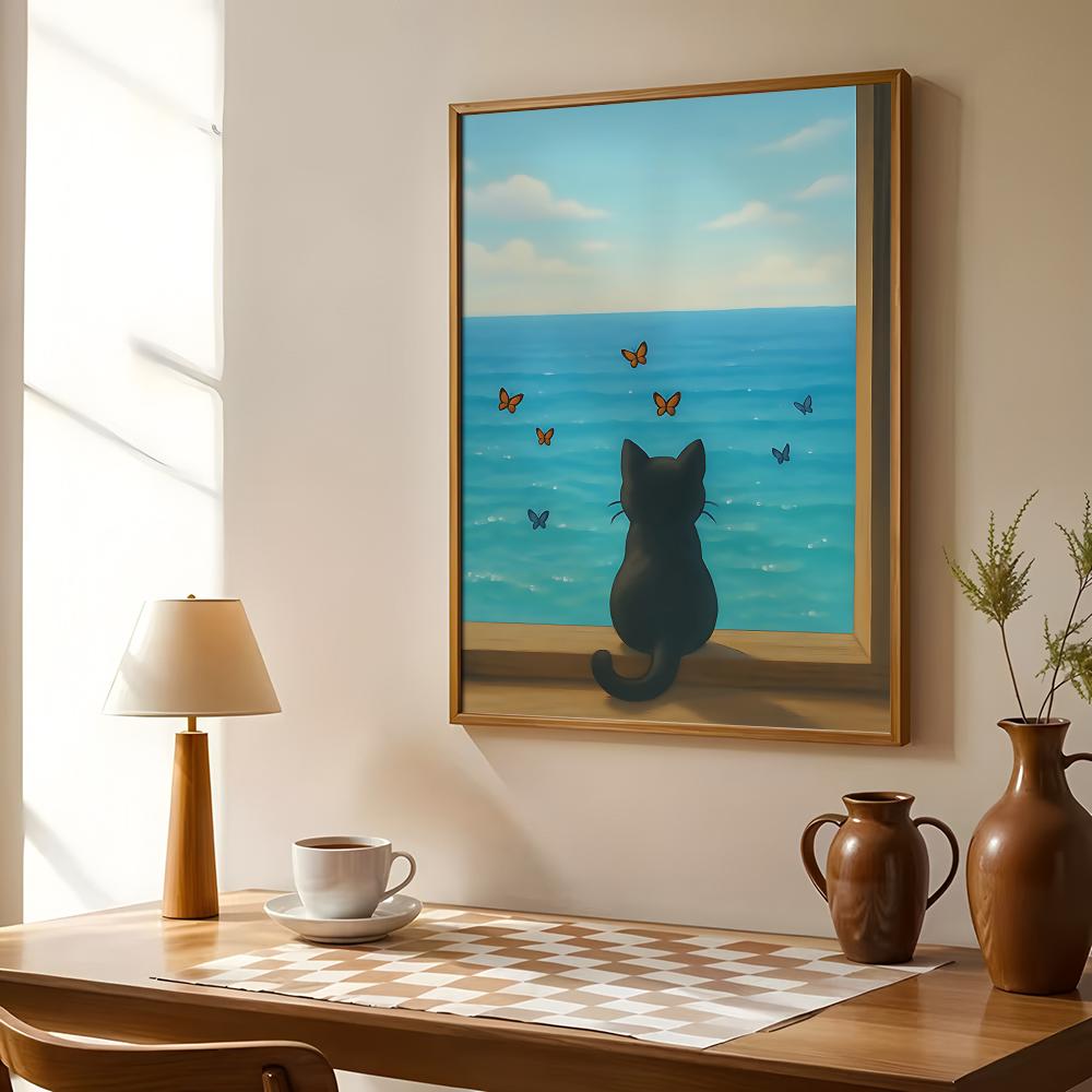 Cat on Beach Poster Wall Art R - Esports Gaming Lounge ulasan dan harga