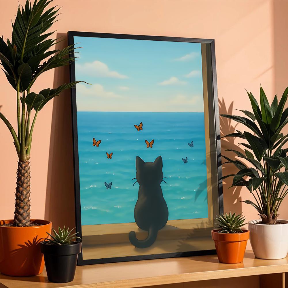 Cat on Beach Poster Wall Art R - Esports Gaming Lounge ulasan dan harga
