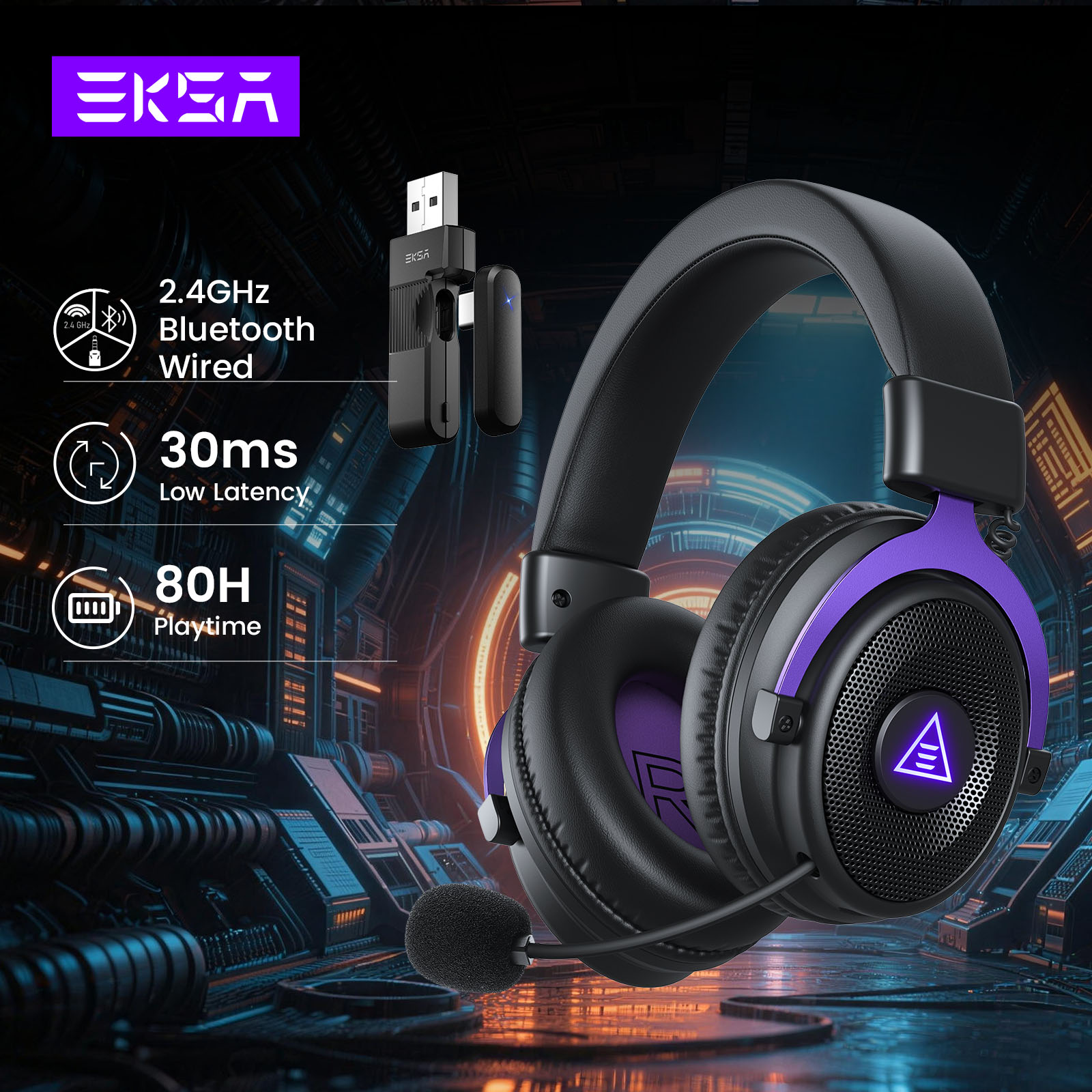 EKSA E900 WT 2.4GHz Wireless H - Gaming Headset 7.1 ulasan dan harga