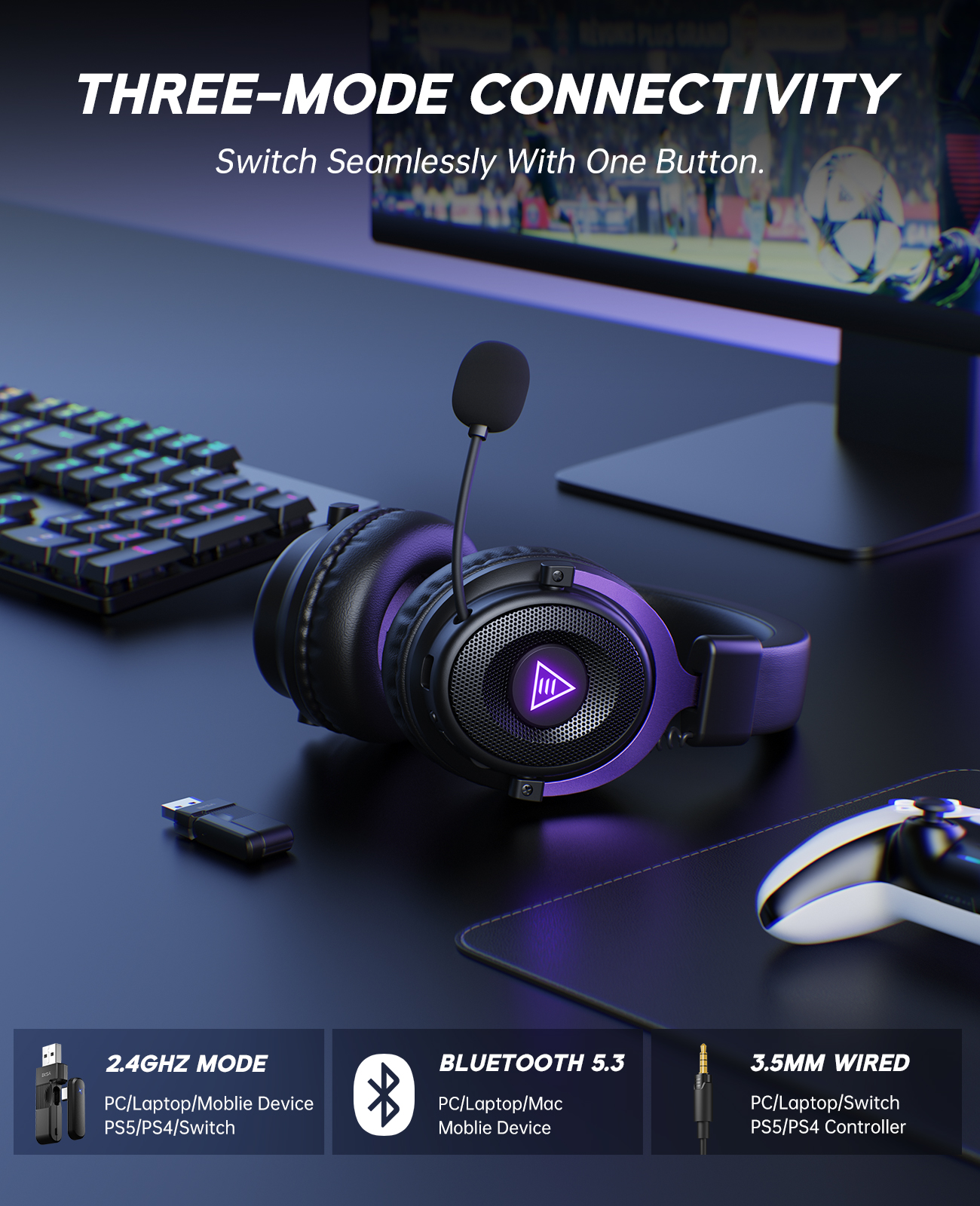 EKSA E900 WT 2.4GHz Wireless H - Gaming Headset 7.1 ulasan dan harga